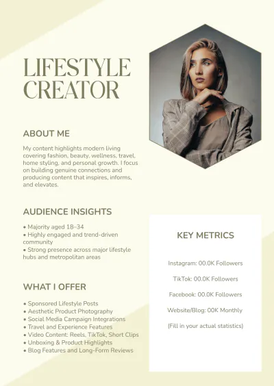 Free Lifestyle Media Kit Template to Edit Online