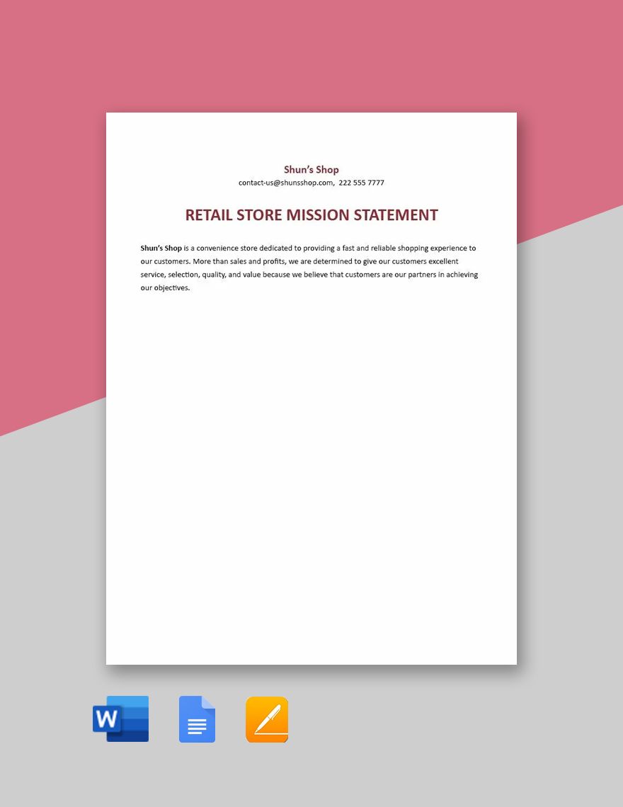 Retail Store Mission Statement Template