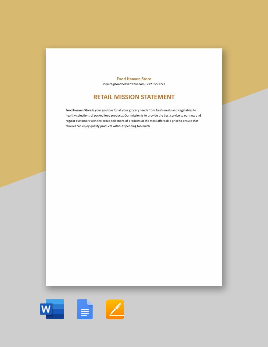 Retail Mission Statement Sample Template in Word, Google Docs