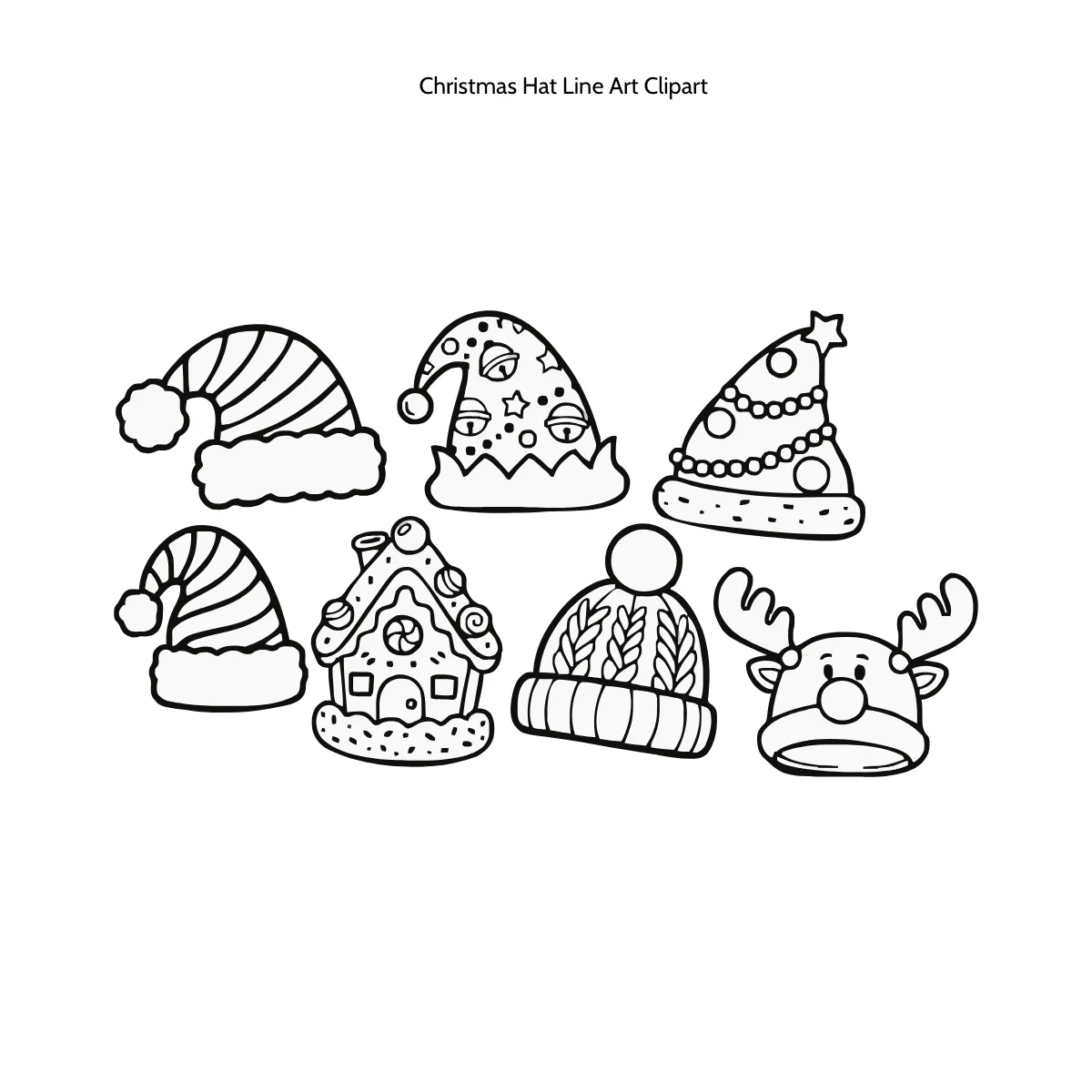 Free Christmas Hat Line Art Clipart Template to Edit Online