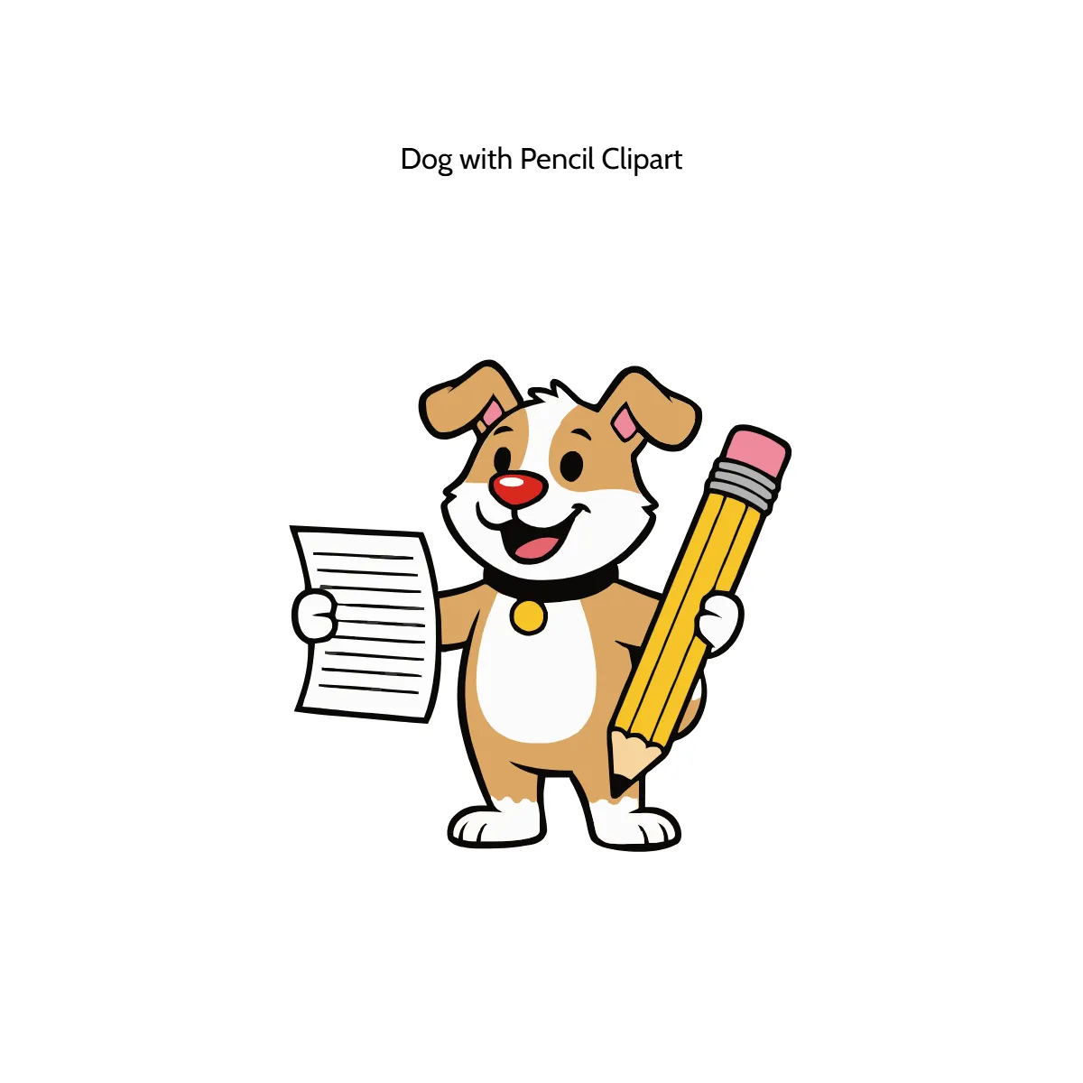 Free Dog with Pencil Vector Clipart (PNG, SVG) to Edit Online