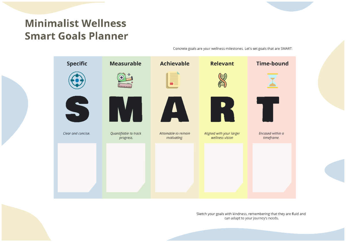 Free Minimalist Wellness Smart Goals Planner to Edit Online