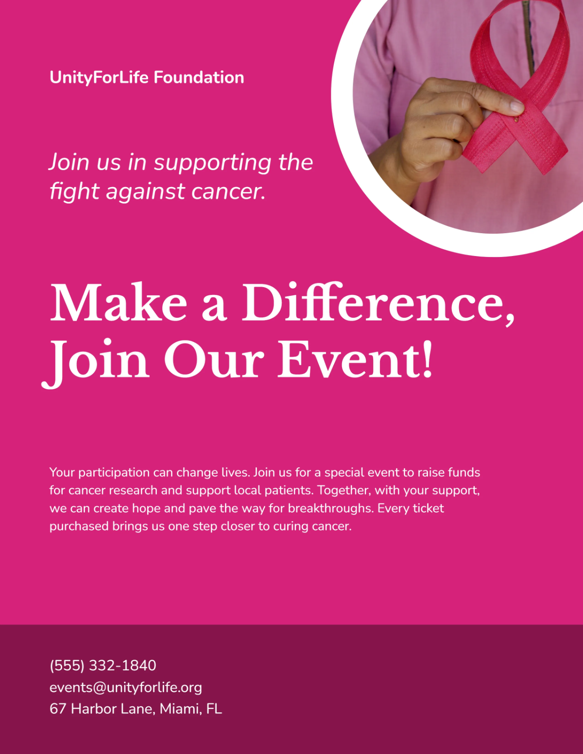 Free Fundraiser Event Cancer Flyer Template to Edit Online