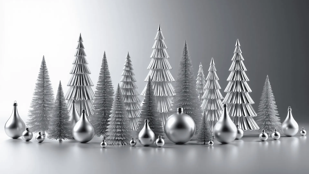 Free Silver Christmas Tree Background Template to Edit Online