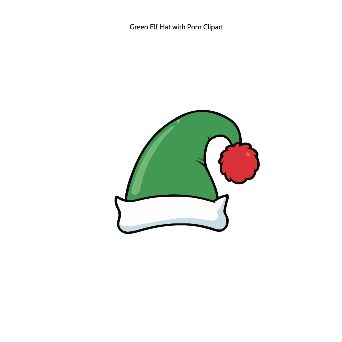 Green Elf Hat with Pom Clipart