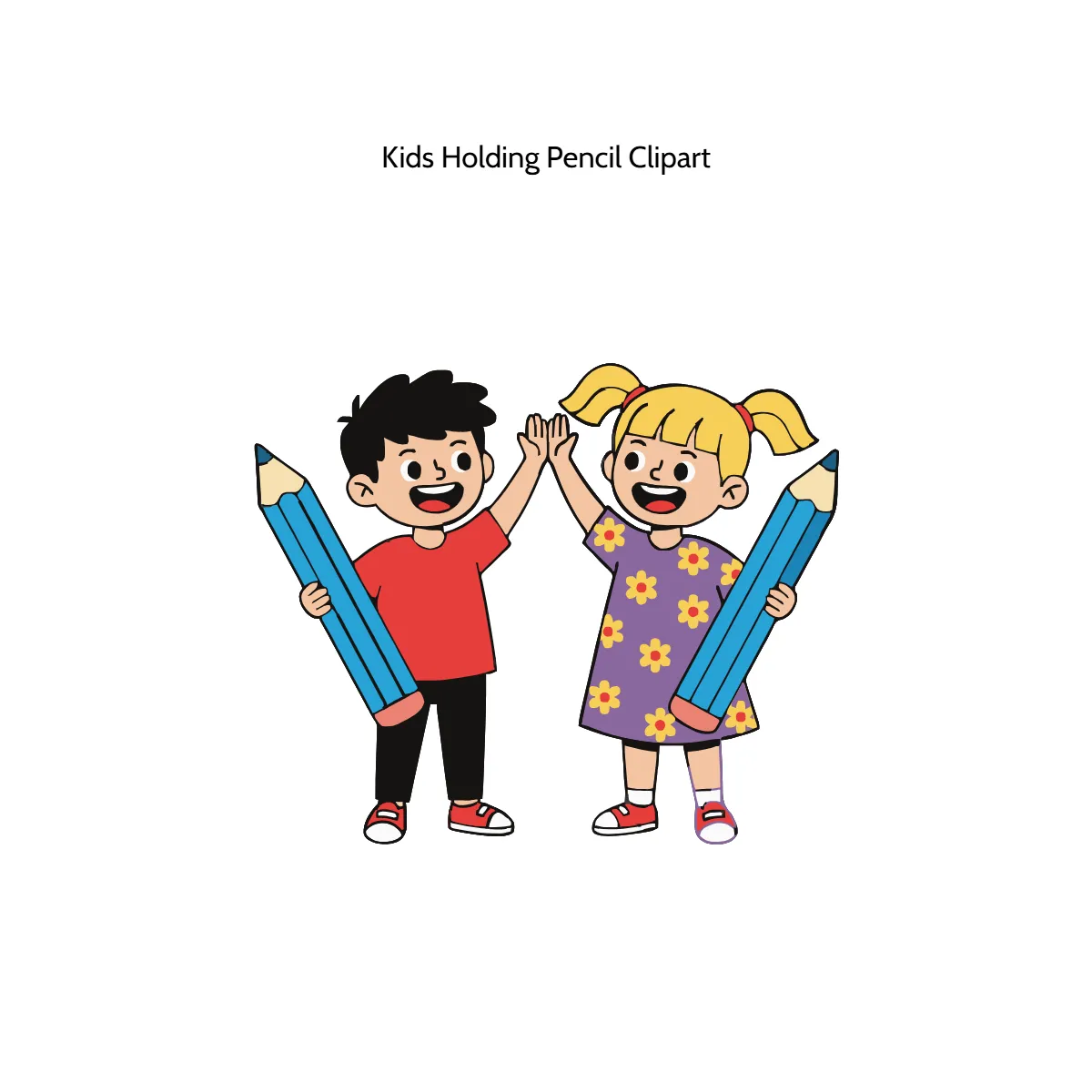 Free Kids Holding Pencil Vector Clipart (PNG, SVG) to Edit Online