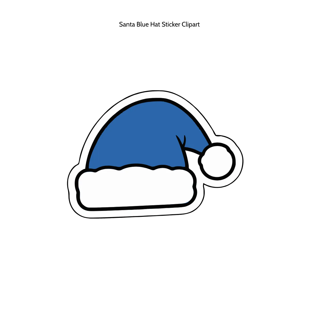 Santa Blue Hat Sticker Clipart