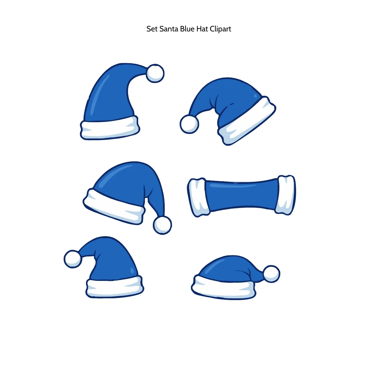 Free Set Santa Blue Hat Clipart Template to Edit Online