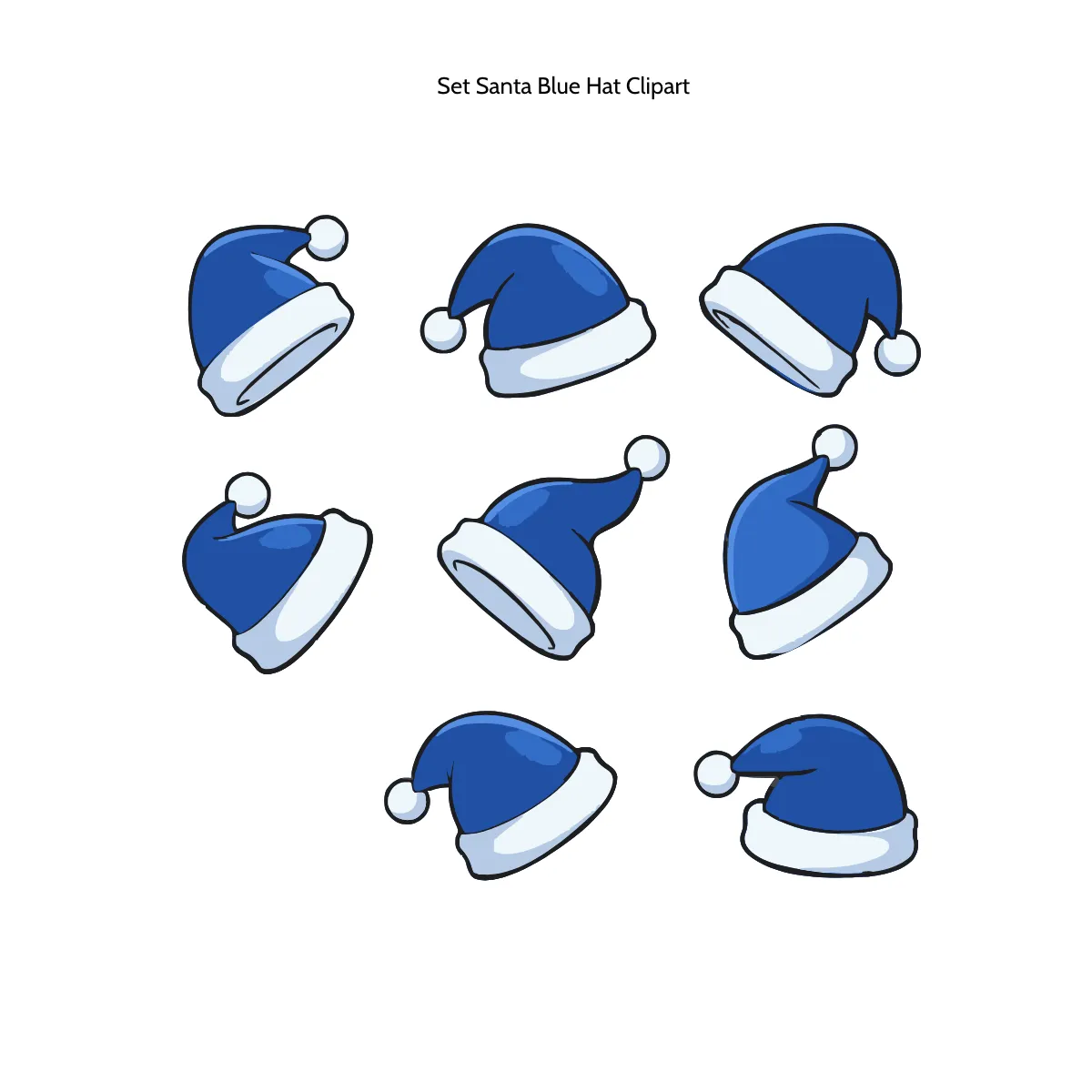Set Santa Blue Hat Clipart