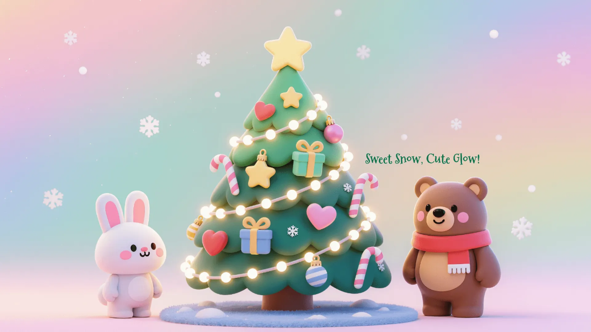 Free Kawaii Christmas Tree Background Template to Edit Online