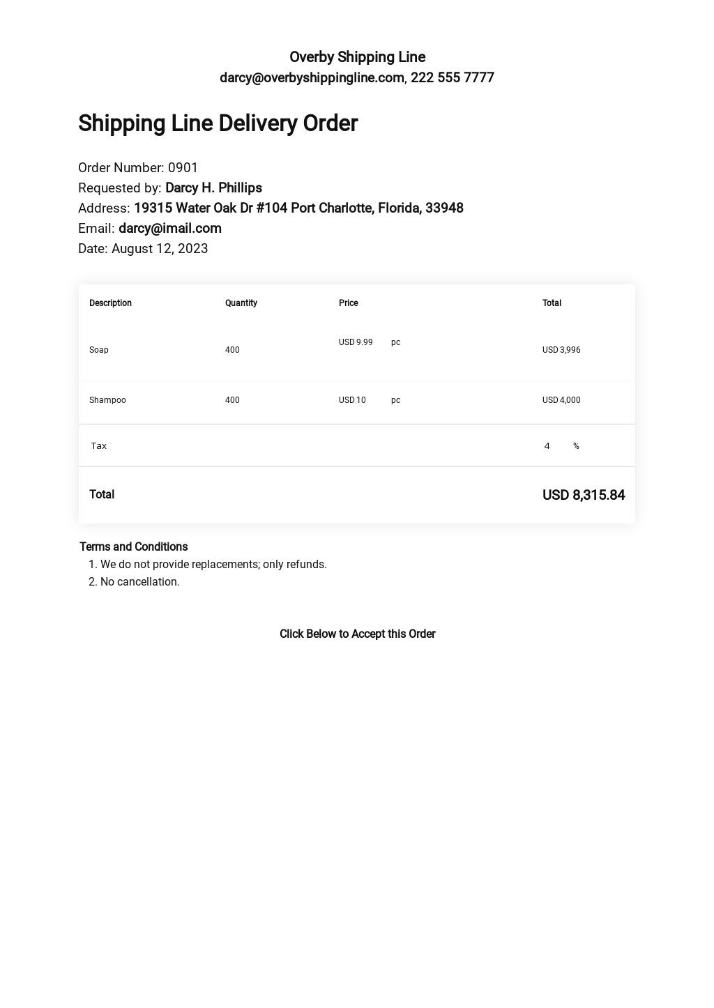 Shipping Line Delivery Order Template Google Docs, Excel, Word, Apple