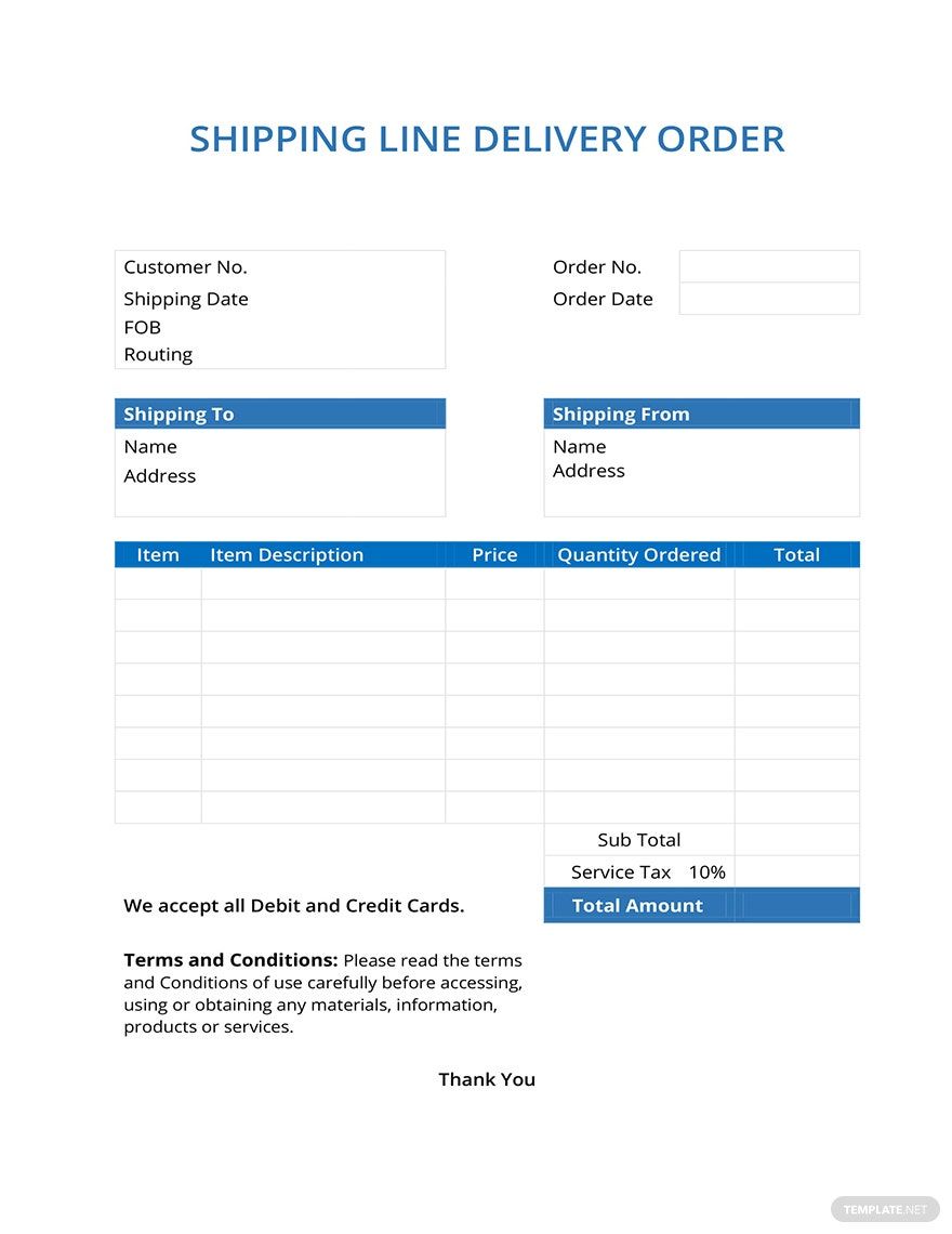Shipping Line Delivery Order Template