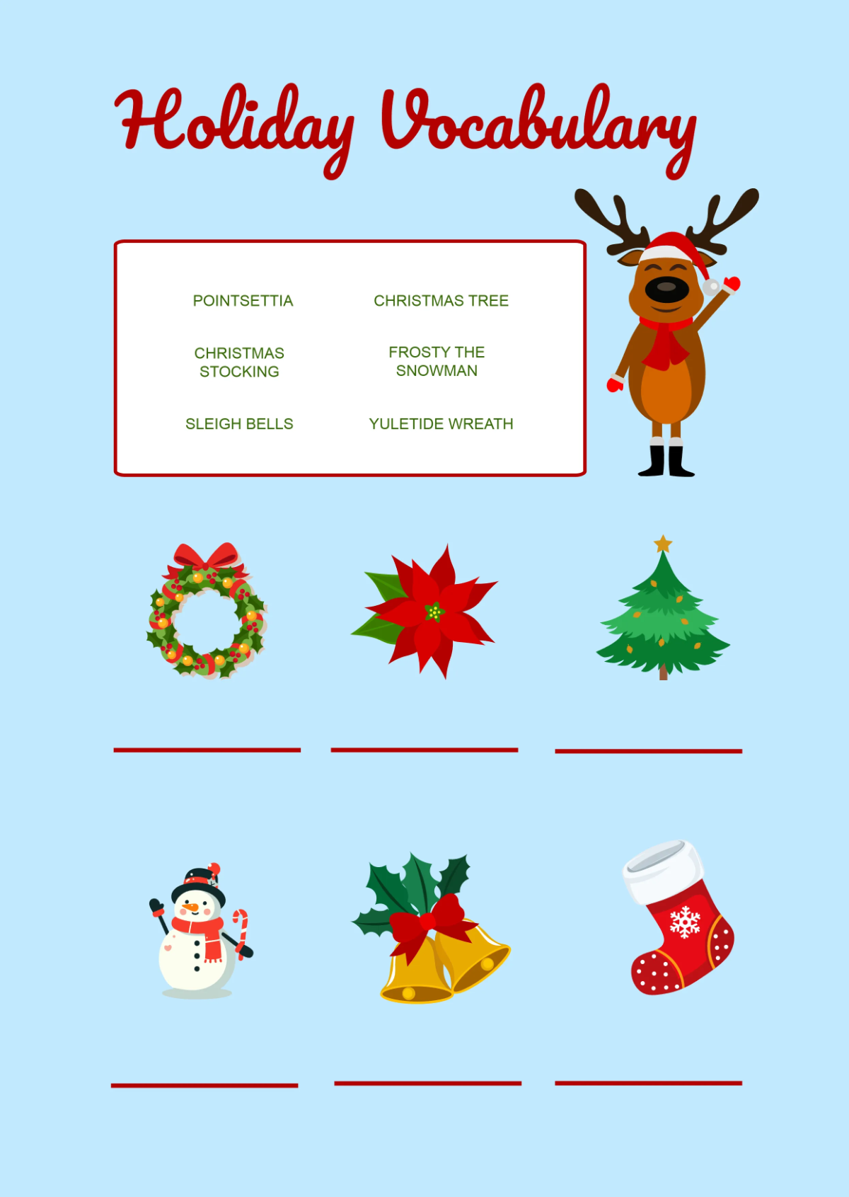 Free Raindeer Christmas Worksheet Template to Edit Online