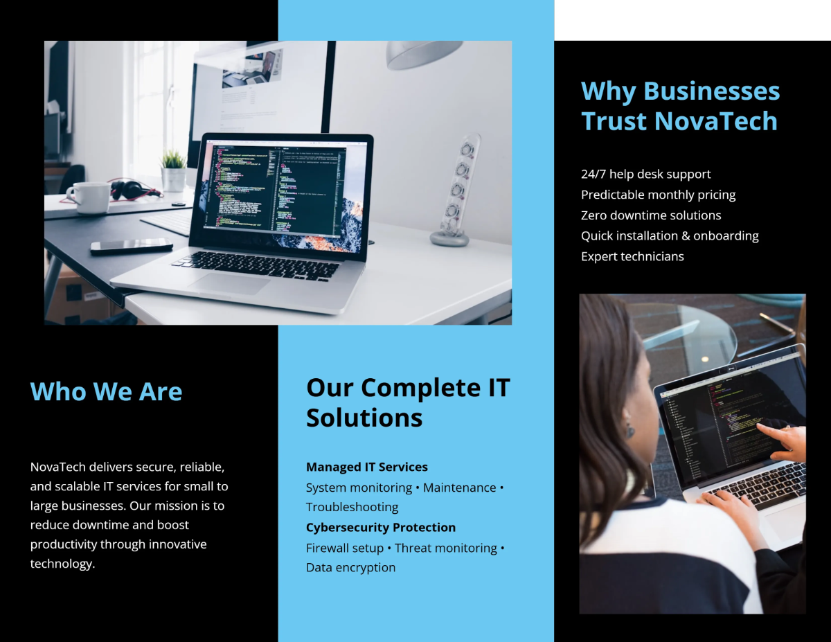 Free Tri-Fold Modern IT Brochure Template to Edit Online