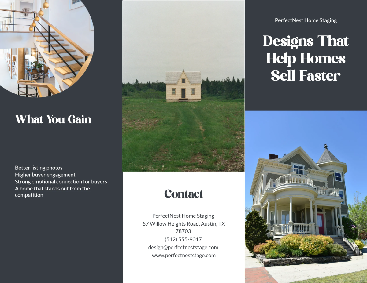 Free Tri-Fold House Staging Brochure Template to Edit Online