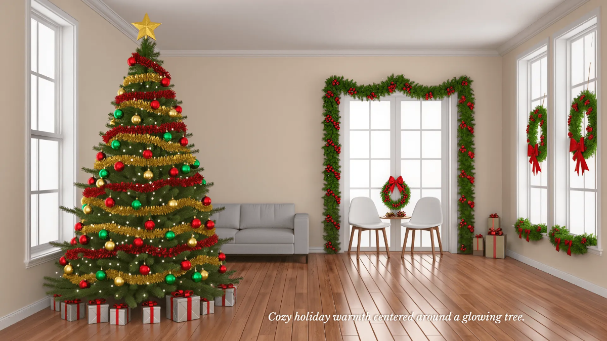 Free Indoor Christmas Tree Background Template to Edit Online