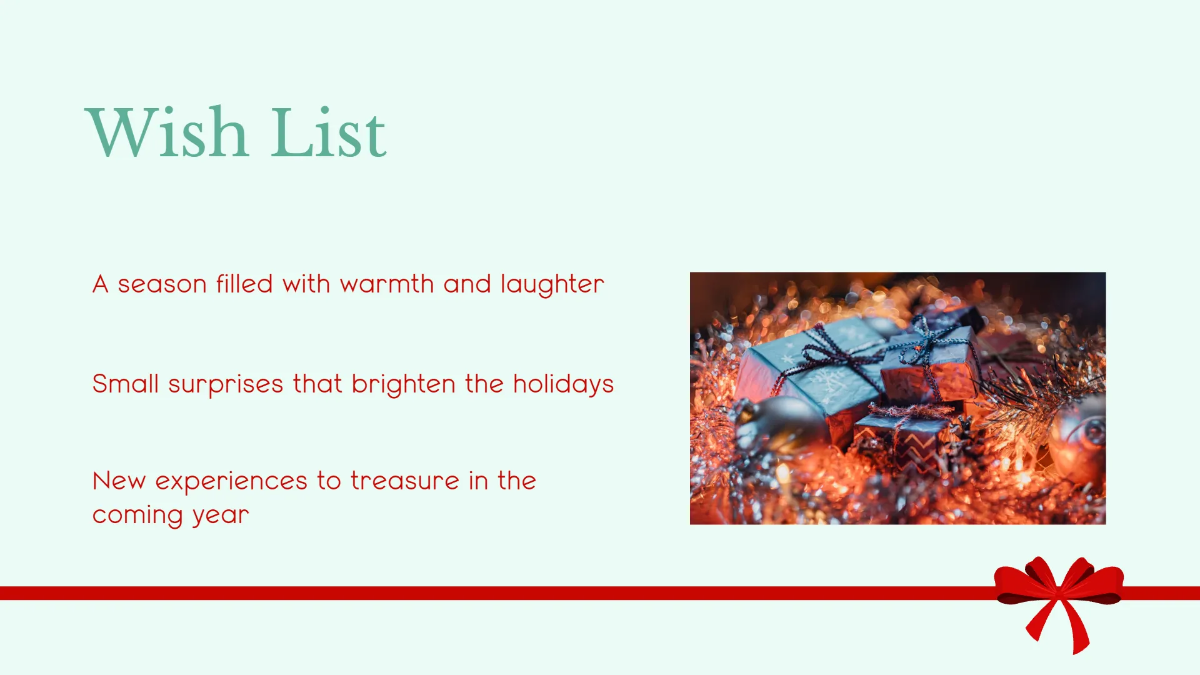 Free Xmas Wish List Presentation Template to Edit Online