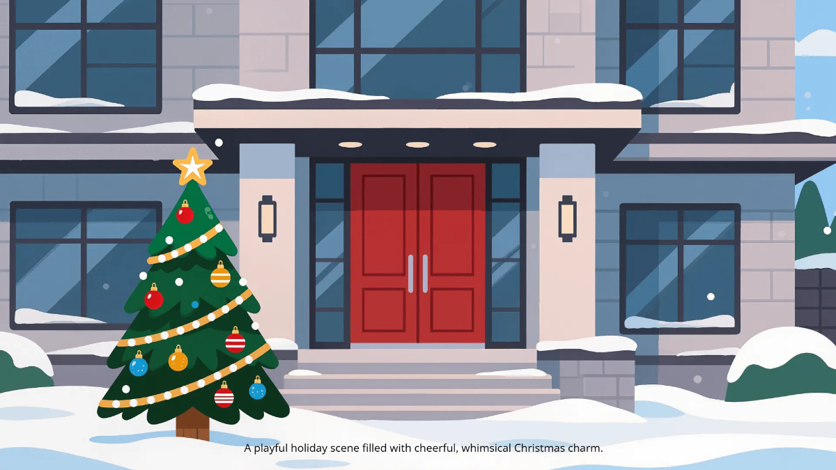Free Cartoon Christmas Tree Background Template to Edit Online
