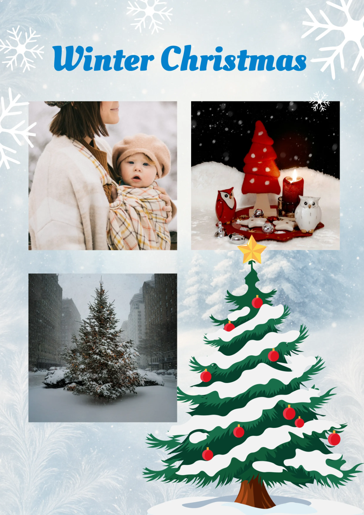 Free Winter Christmas Photo Collage Template to Edit Online
