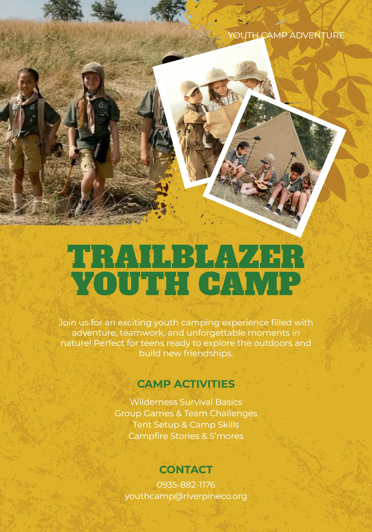 Free Youth Camp Camping Flyer Template to Edit Online