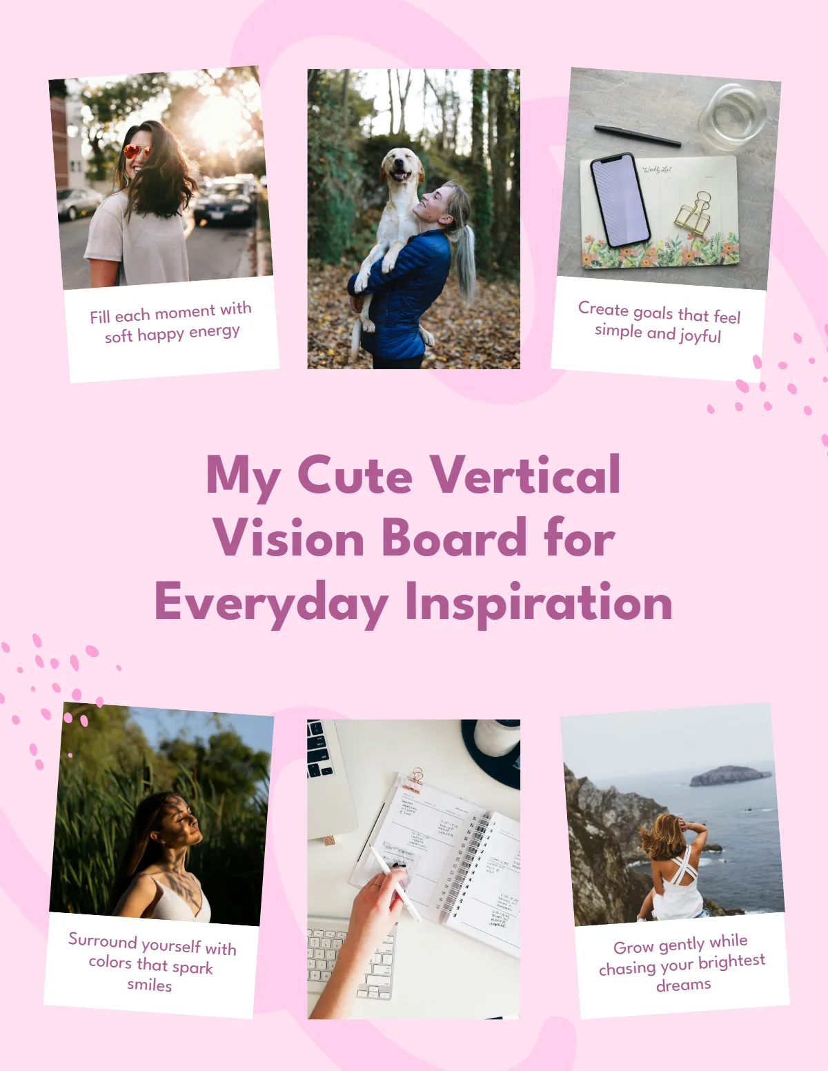 Free Cute Vertical Vision Board Template to Edit Online