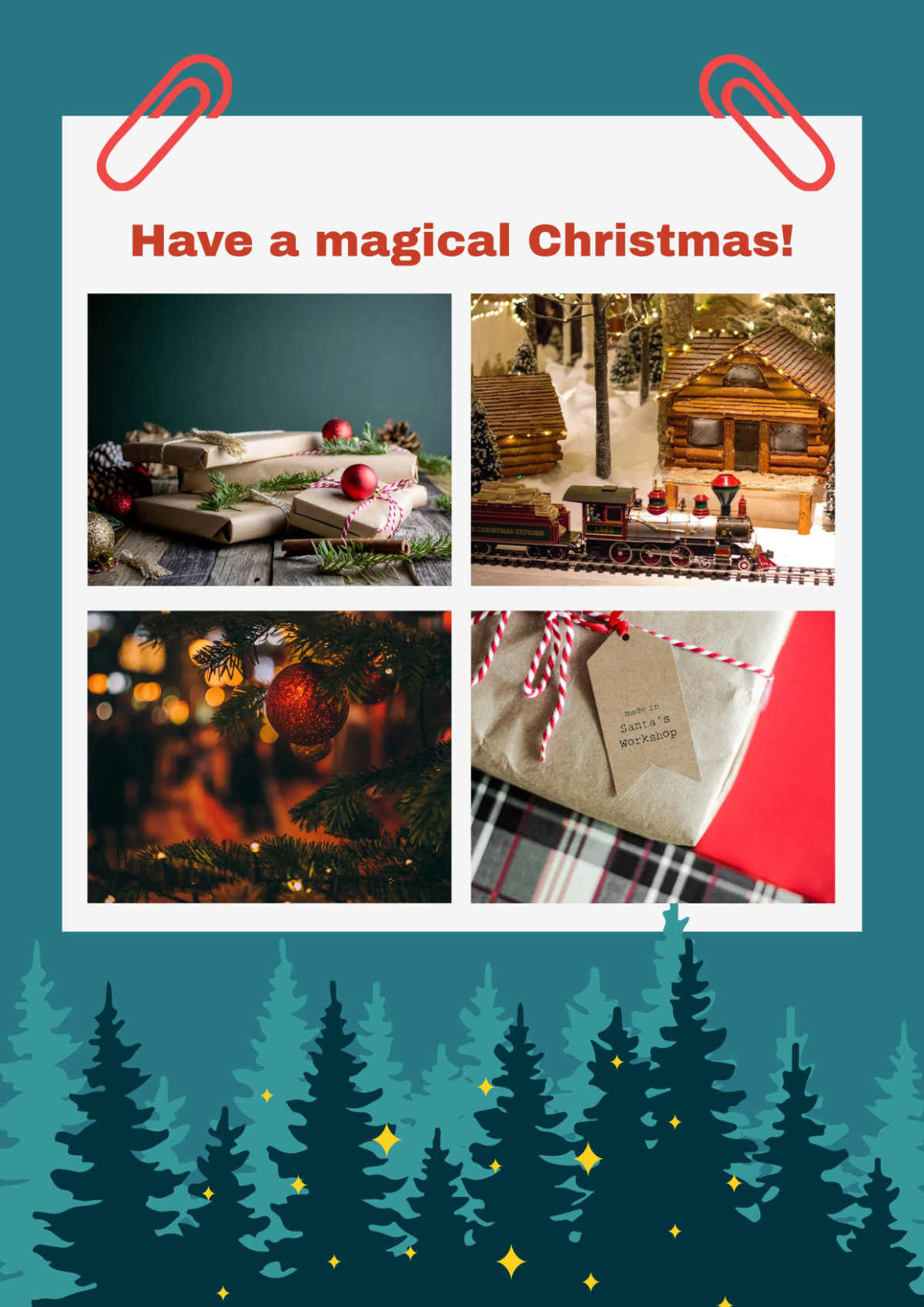 Free Magical Christmas Photo Collage Template to Edit Online
