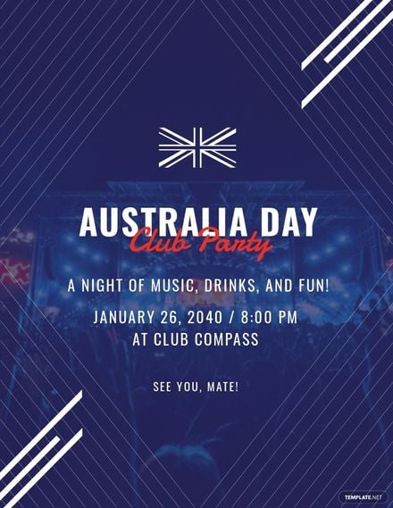 Australia Day Club Flyer Template in Word, Google Docs, Apple Pages, Publisher