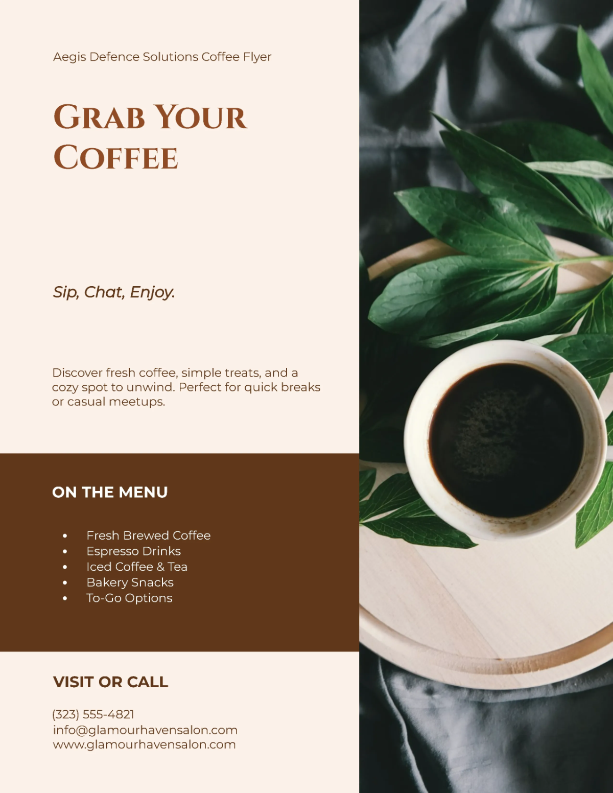 Free Simple Printable Coffee Shop Flyer Template to Edit Online