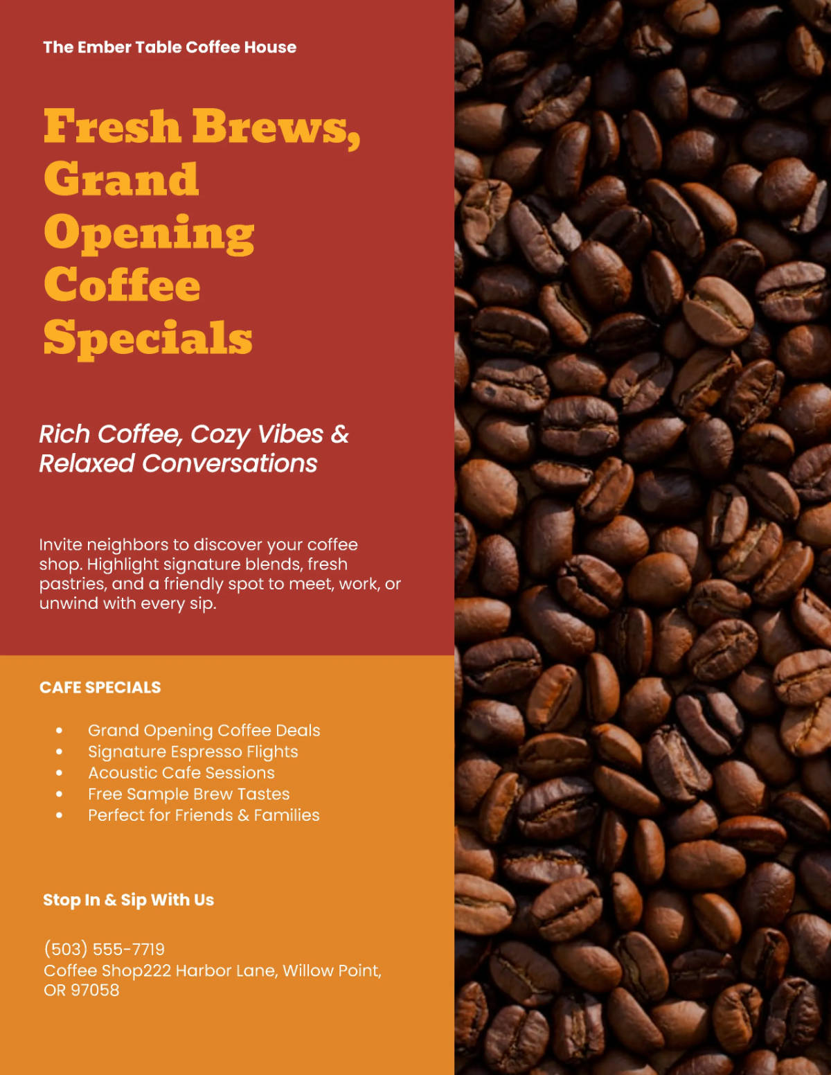 Free Editable Coffee Shop Flyer Template to Edit Online