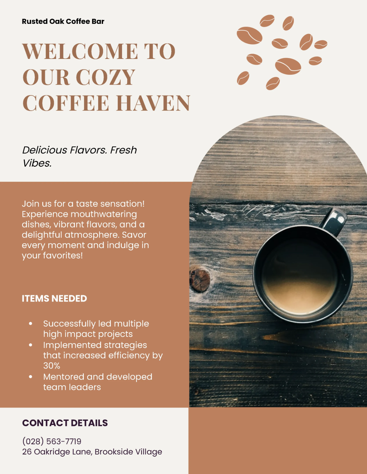 Free Aesthetic Customizable Coffee Shop Flyer Template to Edit Online