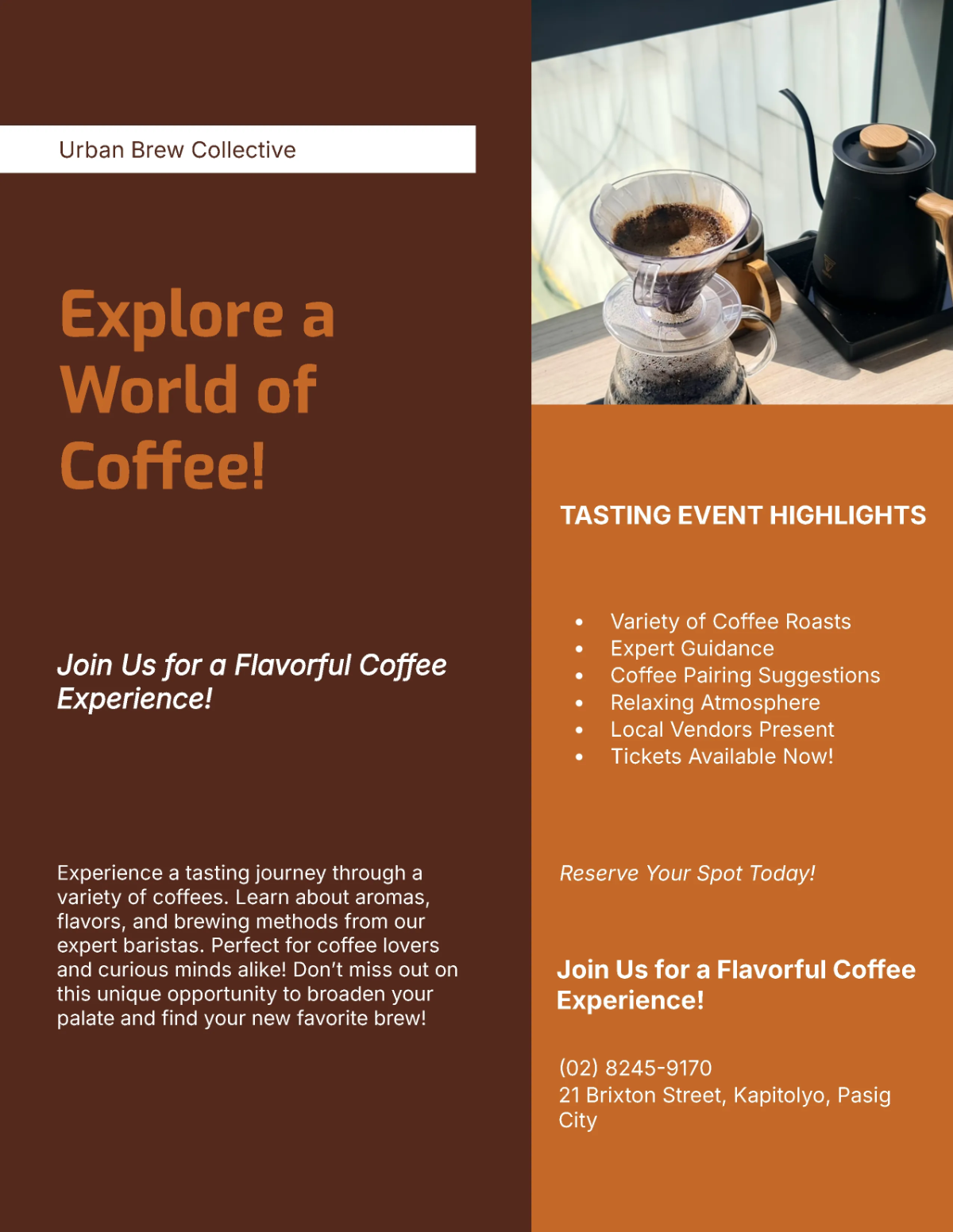 Free Tasting Event Coffee Shop Flyer Template to Edit Online