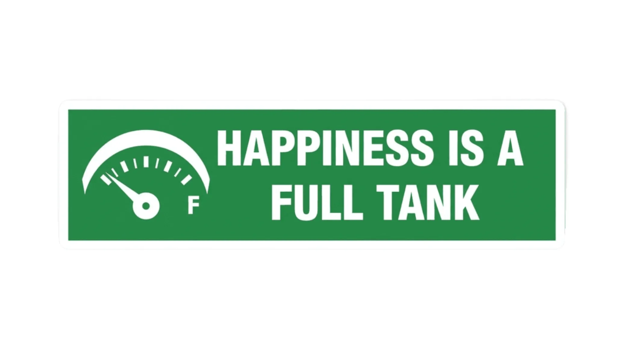 Free Happiness is a full tank. Bumper Sticker to Edit Online