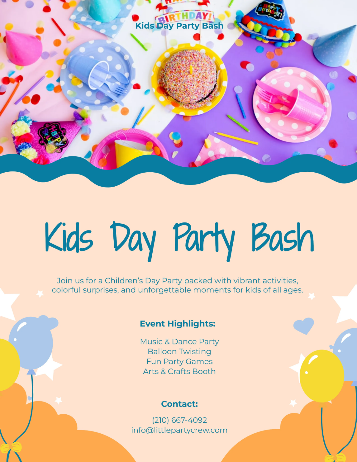 Free Party Children's Day Flyer Template to Edit Online