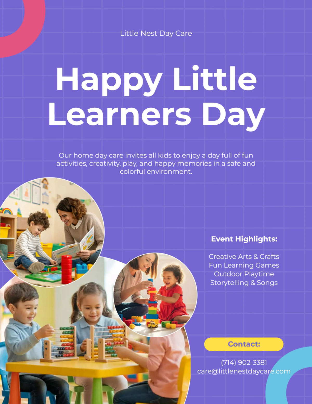 Free Colorful Home Day Care Children's Day Flyer Template to Edit Online