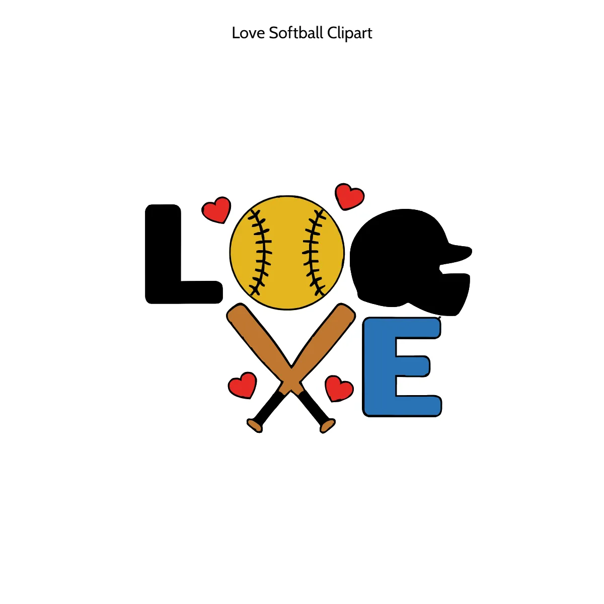 Free Love Softball Cartoon Vector Clipart (PNG, SVG) to Edit Online