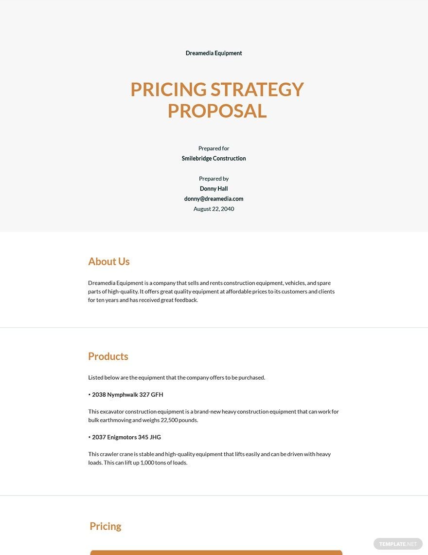 Pricing Strategy Proposal Template