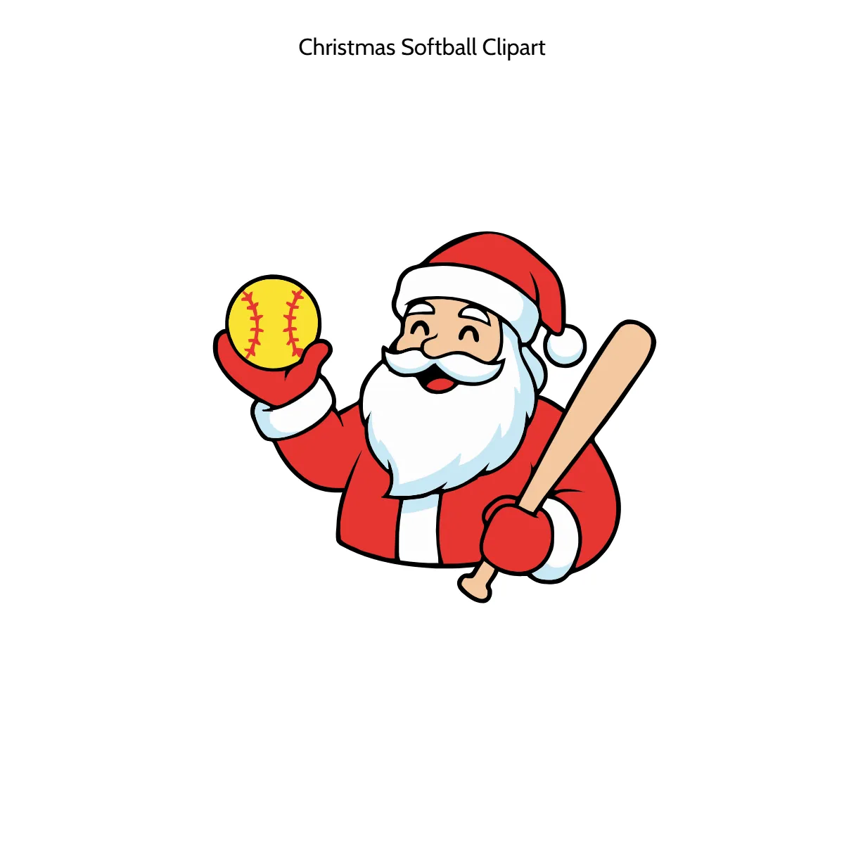 Free Christmas Softball Cartoon Vector Clipart (PNG, SVG) to Edit Online