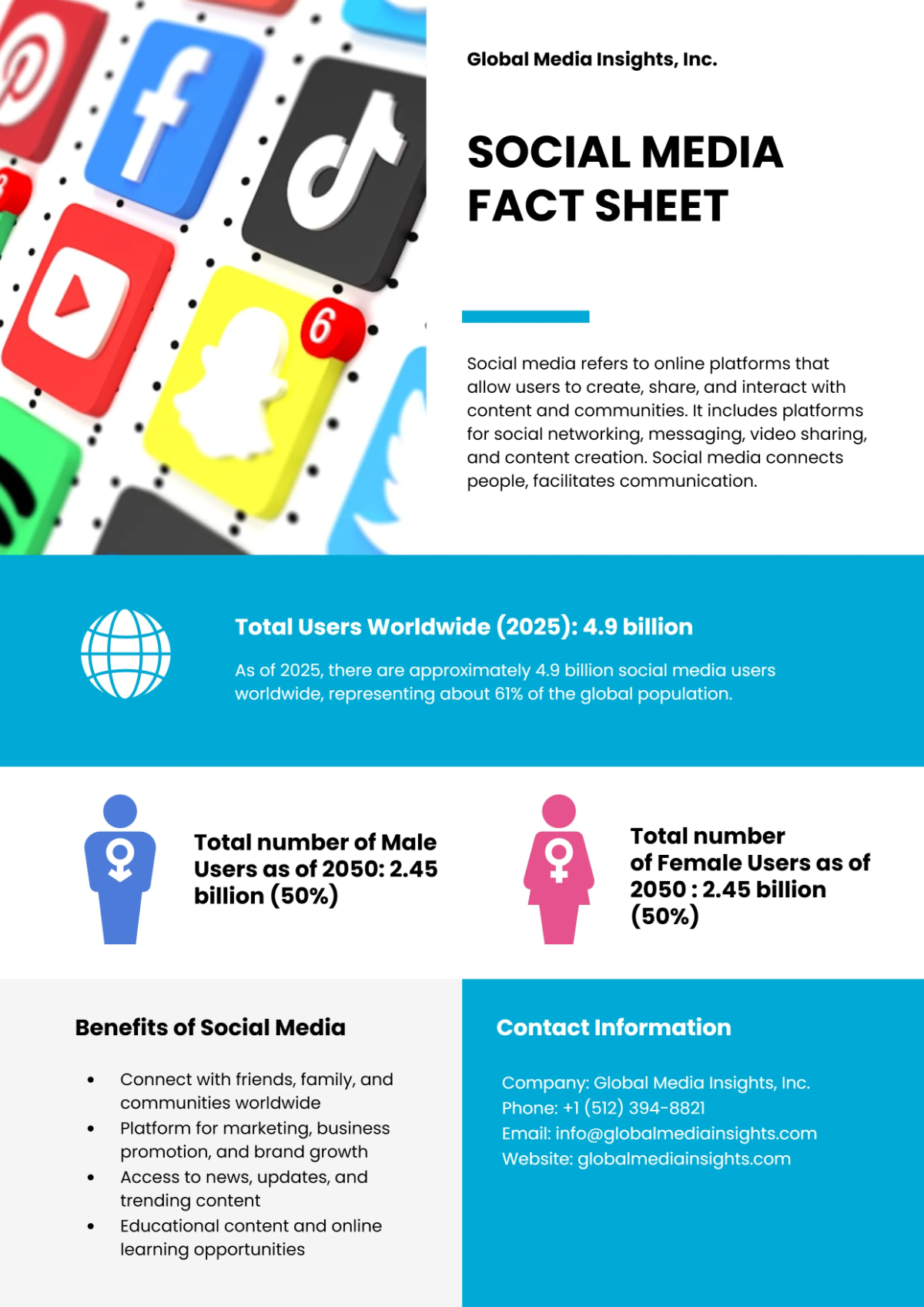 Free Social Media Fact Sheet Template to Edit Online