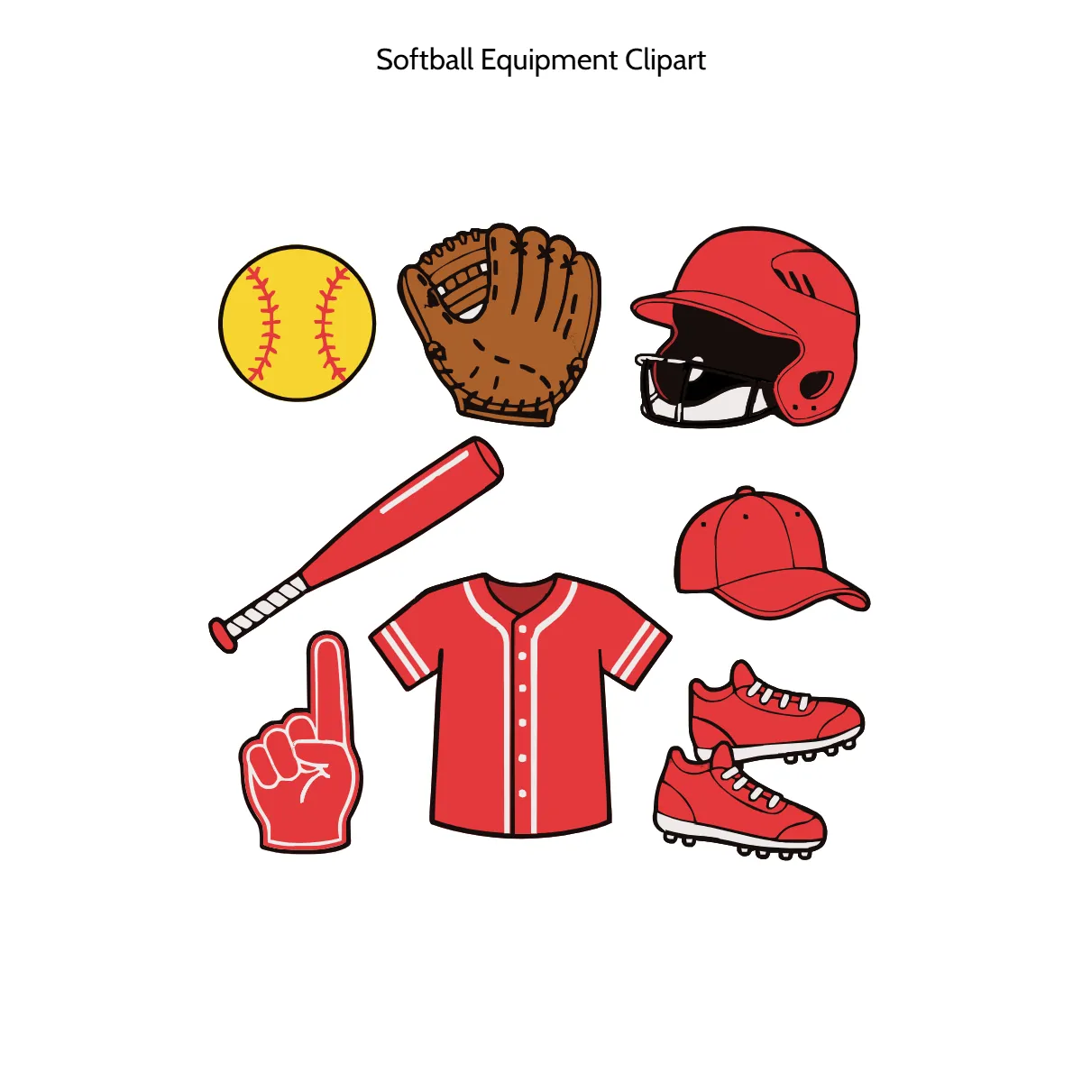 Free Softball Equipment Vector Clipart (PNG, SVG) to Edit Online