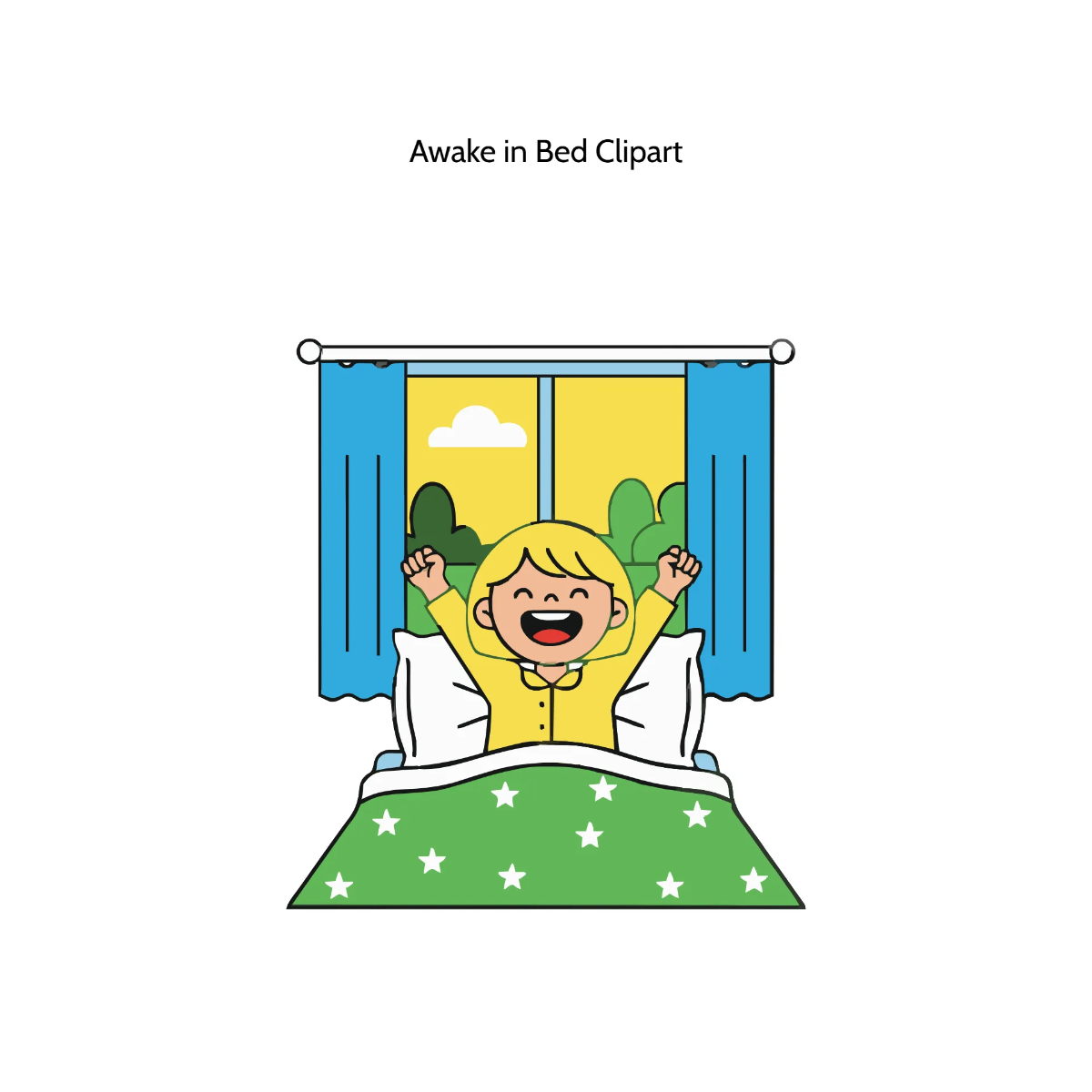 Free Awake in Bed Clipart Template to Edit Online