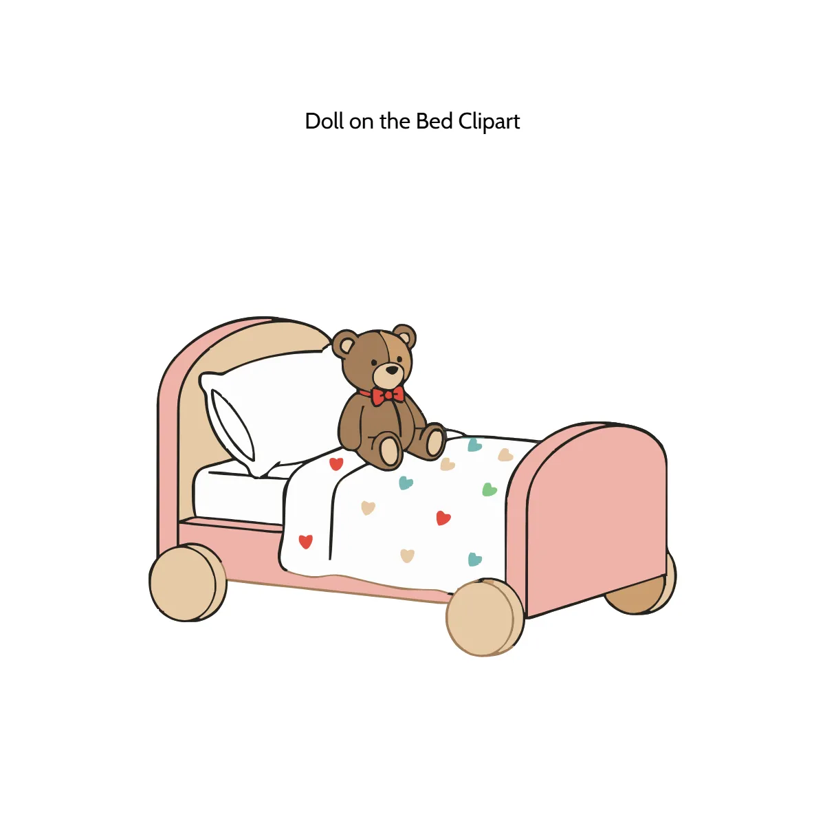 Free Doll on the Bed Clipart Template to Edit Online