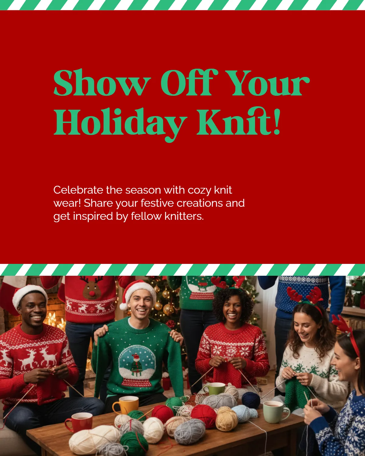 Free Holiday Knitwear Theme Party Template to Edit Online