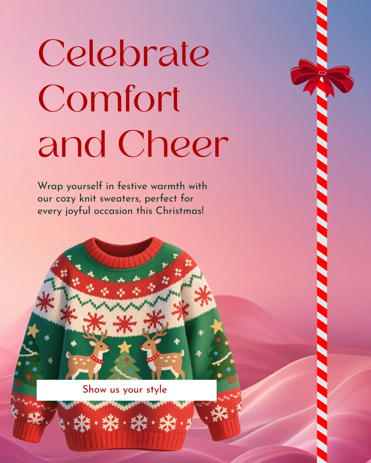 Free Cozy Knit Christmas Sweater Template to Edit Online
