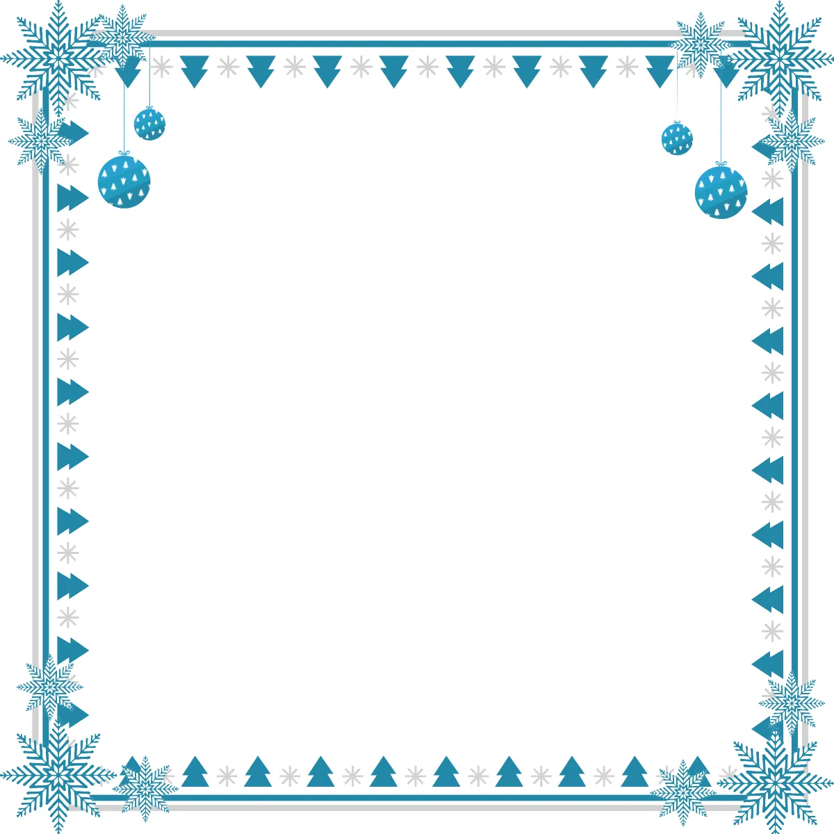 Free Blue and Silver Christmas Border Clipart Template to Edit Online