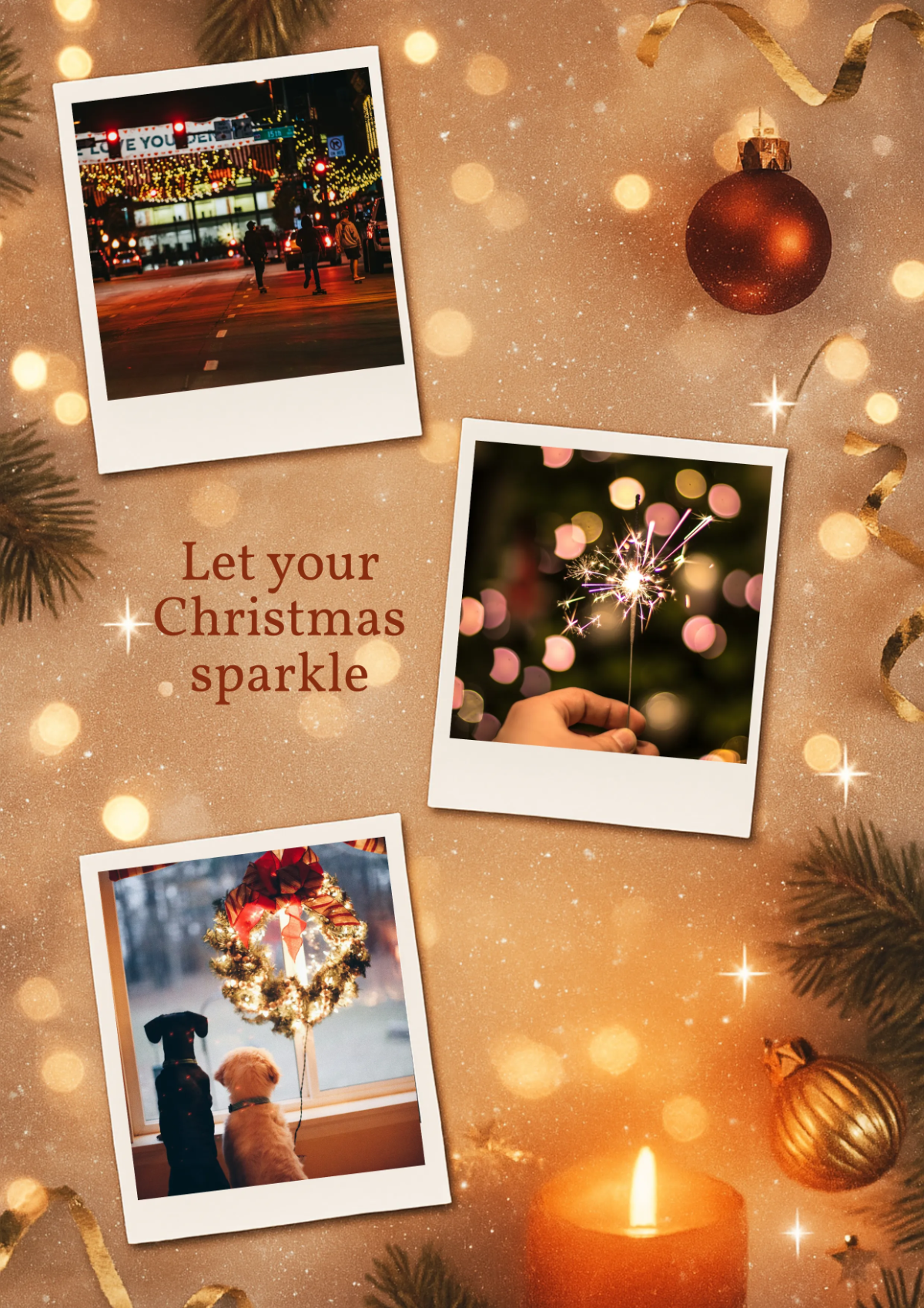 Free Twinkling Christmas Photo Collage Template to Edit Online