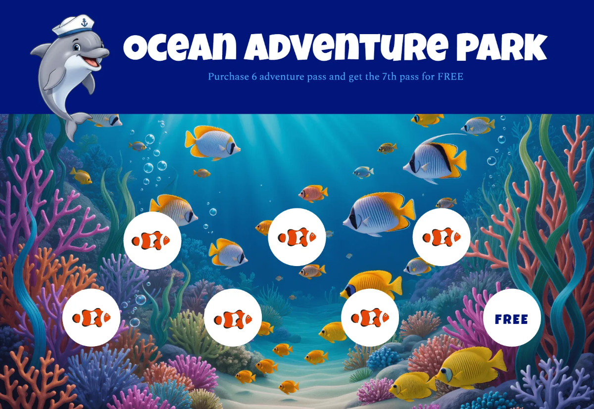 Free Ocean Themed Punch Card Template to Edit Online