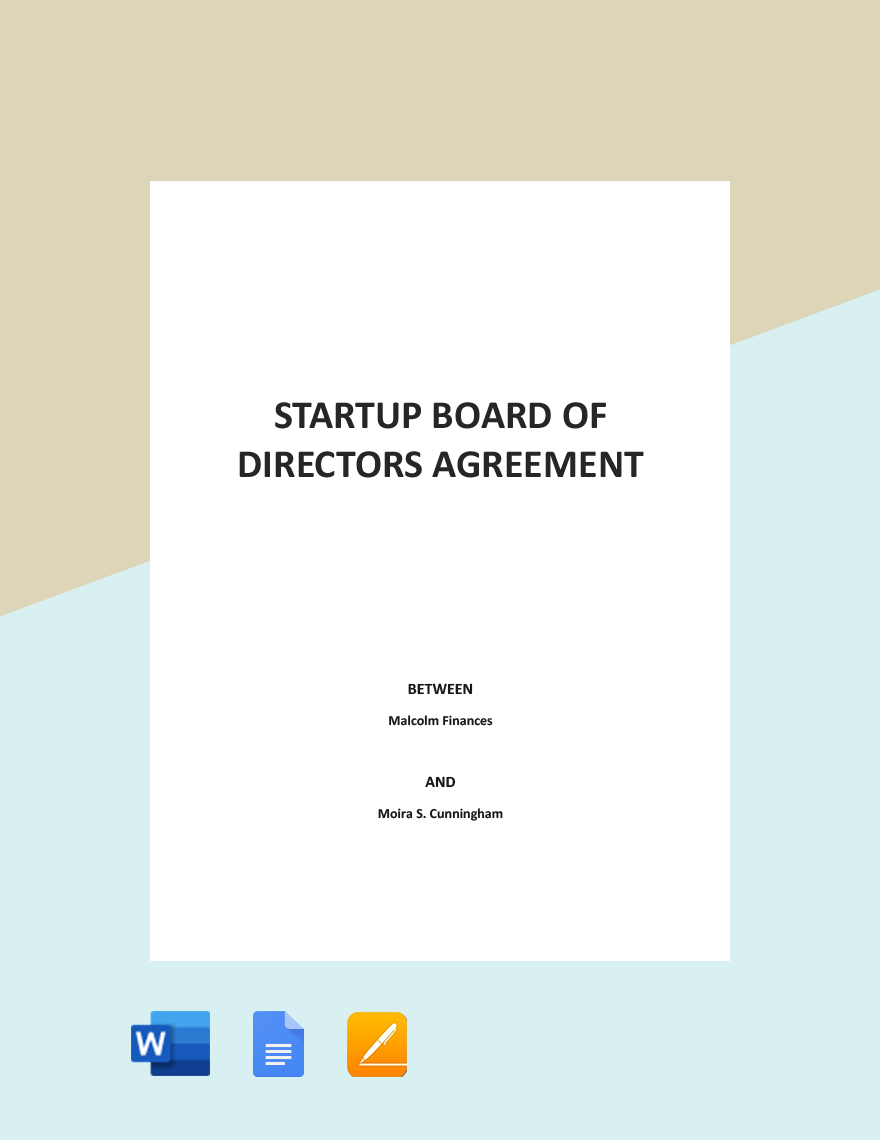 Startup Board of Directors Agreement Template