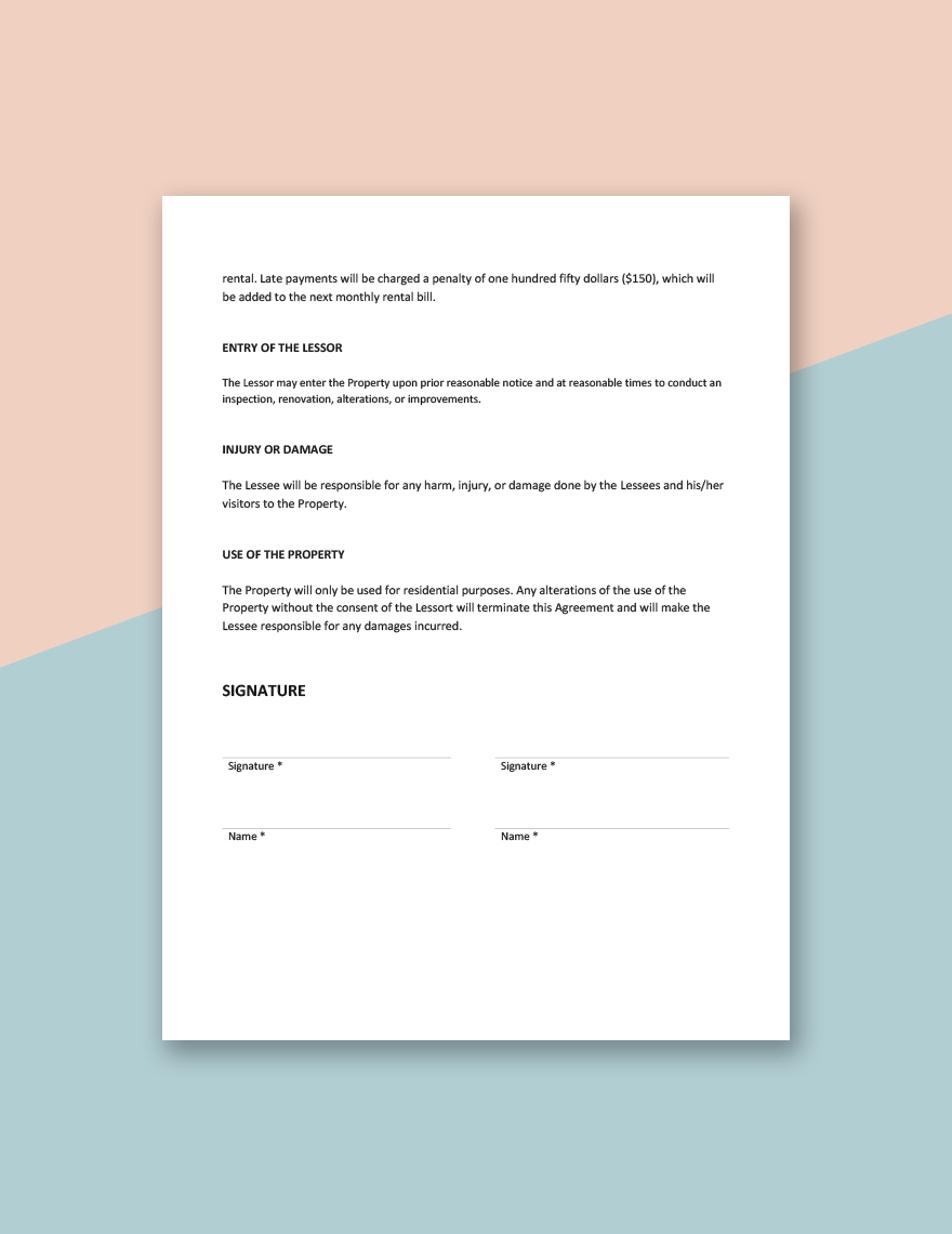 Simple Residential Lease Agreement Template