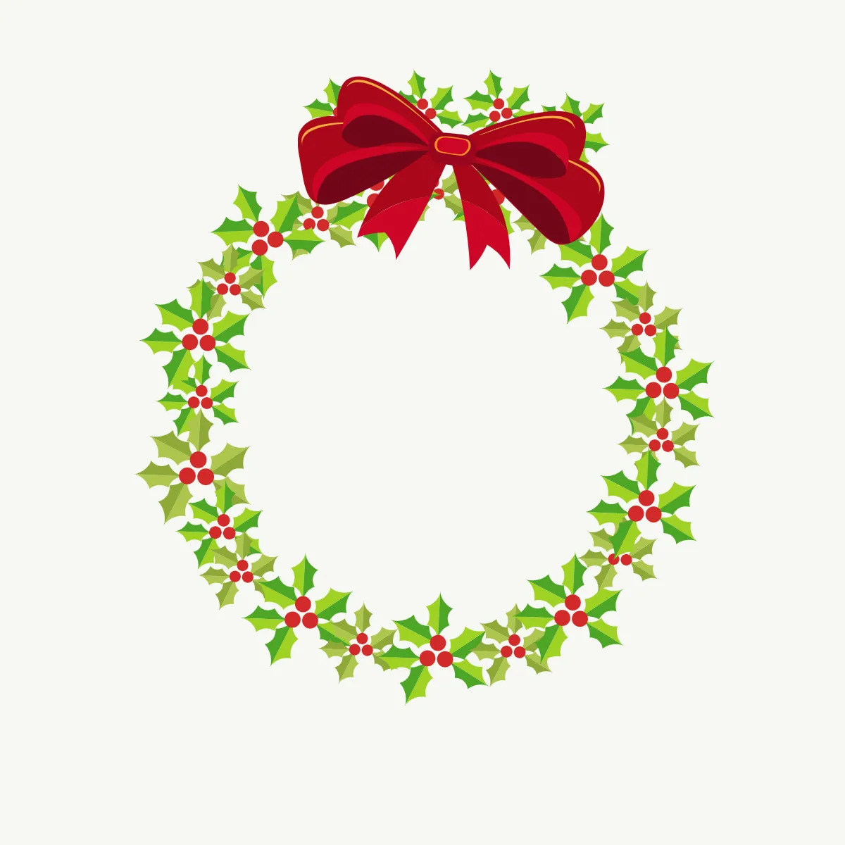 Free Holly Christmas Wreath Clipart Template to Edit Online