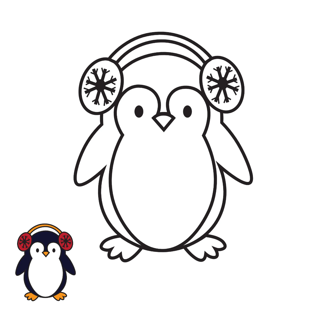 Free Penguin Christmas Coloring Page Template to Edit Online